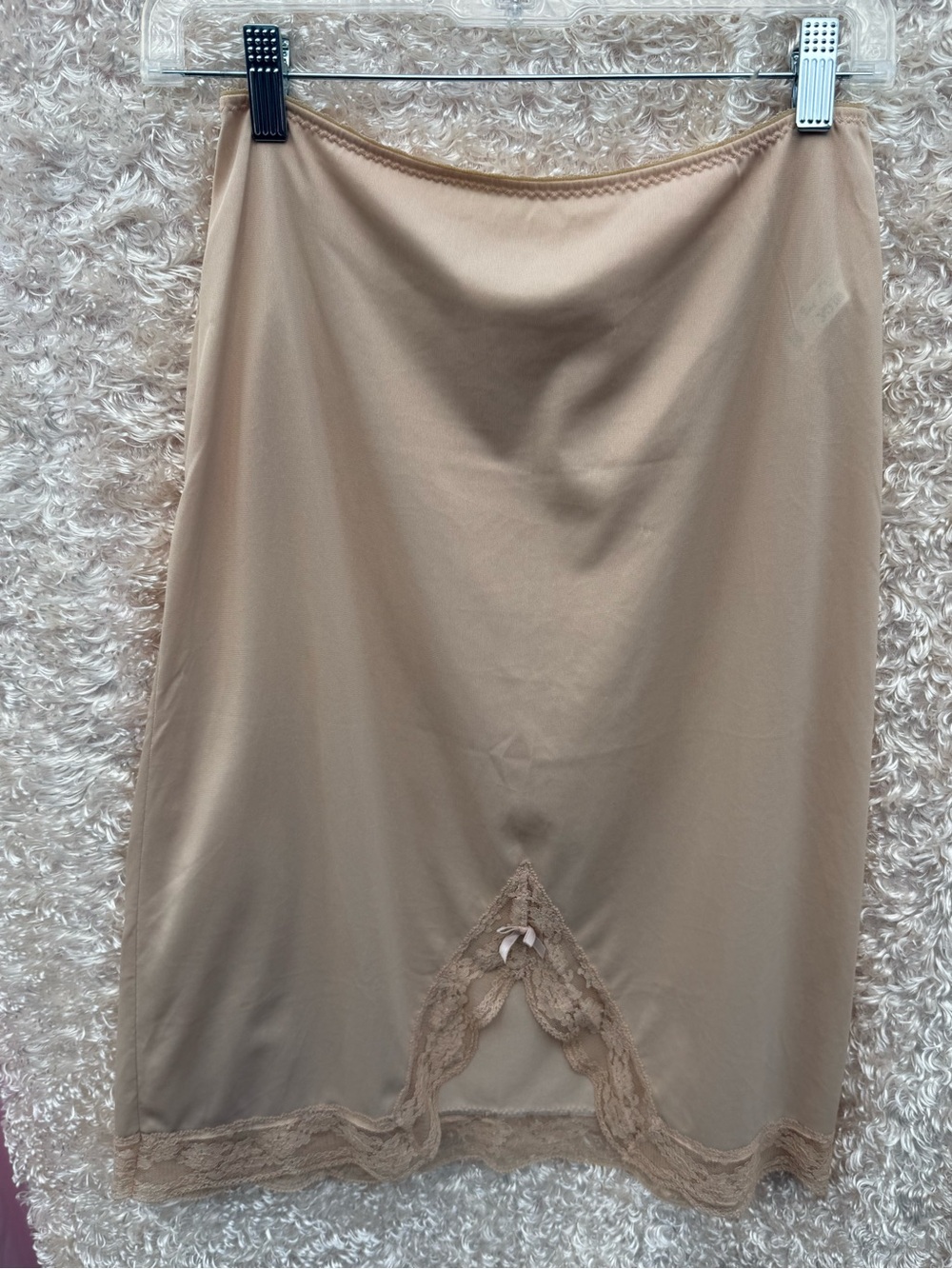 Vintage Olga Beige Nylon Lace Trim Half Slip Skirt - Size P Petite